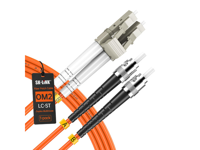 5m/16.4ft OM2 Multimode LC to ST Fiber Patch Cord UPC LSZH Duplex 50/125m, Gigabit Fiber Optic Jumper Cable for LAN Network Switch