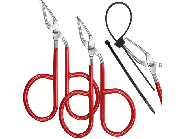 2 Pcs Cable Zip Tie Remover Opener Release Tool, Stainless Steel Pliers to Make Wide Zip Tie Reusable, Pocket Size with Storage Box (Red)