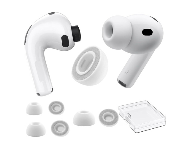 3 Pairs Ear Tips for AirPods Pro 3, Upgraded Memory Foam & Silicone Hybrid Ear Tips, Noise Cancelling Earbuds Cover, Fits in The Charging Case (Grey,...