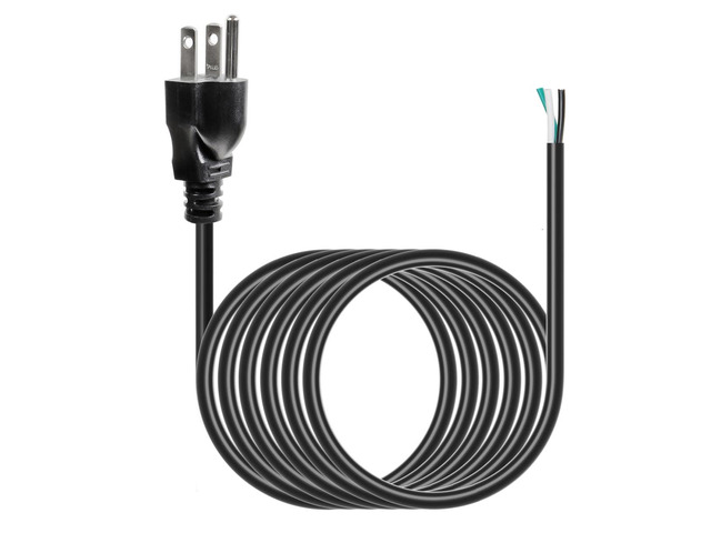 10ft 16 Gauge 3 Prong Heavy Duty Replacement Power Supply Cord Cable 110V 115V 120V Pigtail for Universal AC Appliance, NEMA 5-15P Plug US SJT...