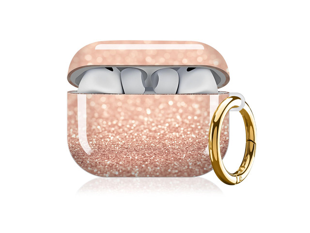 Compatible with AirPod Pro 3 Case, Cute Hard TPU Protective Cover with Keychain, Shockproof Design Case for Women & Girls,Rose Gold