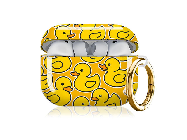 Compatible with AirPod Pro 3 Case, Cute Hard TPU Protective Cover with Keychain, Shockproof Design Case for Women & Girls,Cute Yellow Ducks