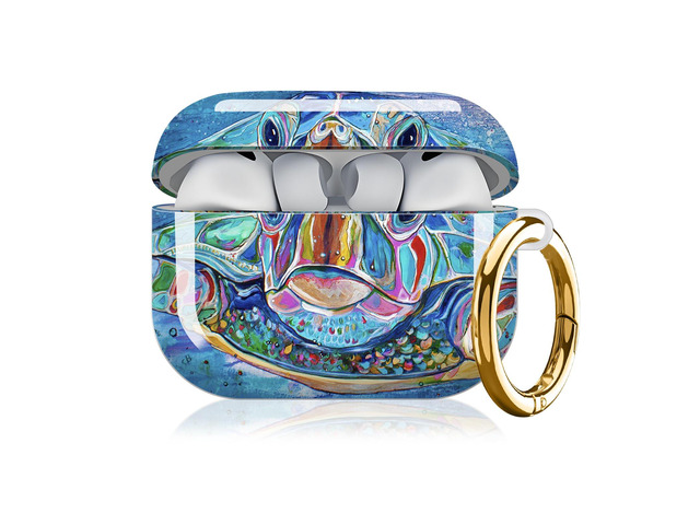Compatible with AirPod Pro 3 Case, Cute Hard TPU Protective Cover with Keychain, Shockproof Design Case for Women & Girls,Vintage Sea Turtle