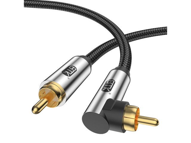 90 Degree Subwoofer Cable,RCA Male to Male Digital Coaxial Audio Cable for Television, DVD Player, Gaming Console, Projector, Speaker (16.5FT/5M)