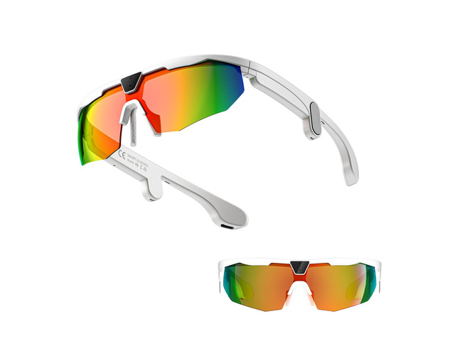 AI Smart Glasses with 8MP Camera 6-Axis EIS Stabilization, ChatGPT Voice Assistant, IP66 Waterproof 4K Sports Sunglasses, Dual-Mic ENC Noise...
