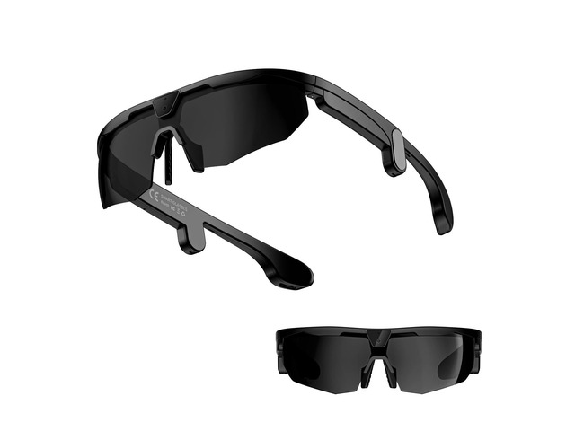 AI Smart Glasses with 8MP Camera 6-Axis EIS Stabilization, ChatGPT Voice Assistant, IP66 Waterproof 4K Sports Sunglasses, Dual-Mic ENC Noise...