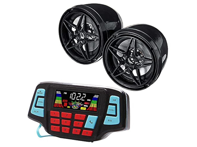 3' Motorcycle Weatherproof Bluetooth Wireless Speaker MP3 Music Player Sound Audio Stereo Amplifier System ATV UTV USB 2.0, Micro SD, FM Radio...