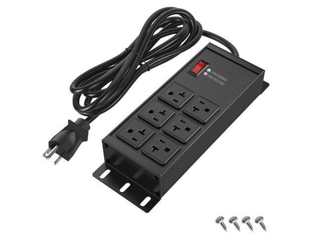 20 AMP Heavy Duty Surge Protector Power Strip, 12AWG 6FT Cord 2500W Extension Cord with Multiple Outlets, 4000J Wall Mount Power Strip Electric...