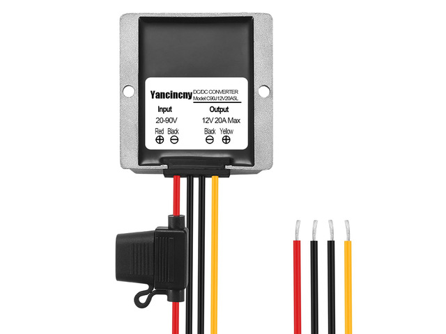 Yancincny 240W Dc-Dc Step Down to 12V Converter, DC 90V 72V 60V 48V 36V 24V to 12v Voltage Converter 20A Regulator Step Down to 12V dc Converter...