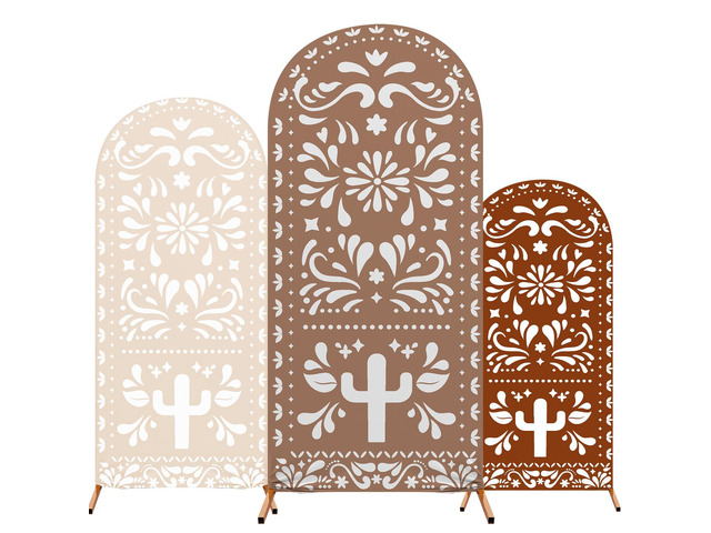 3 Pcs Mexican Cielito Lindo Arch Backdrop Cover 4ft 5ft 6ft 2-sided Stretchy Arch Stand Covers for Mexico Talavera Wedding Birthday Baby Shower...