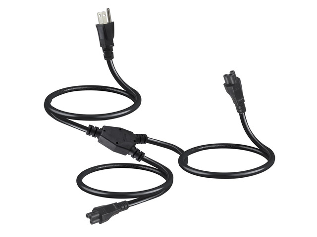 Dual C5 Splitter Power Cord 6FT, NEMA 5-15P to 2X IEC 60320 C5 Female, 1 Outlet to 2 Devices Cloverleaf AC Power Cable, Y Splitter Cord for Laptop...