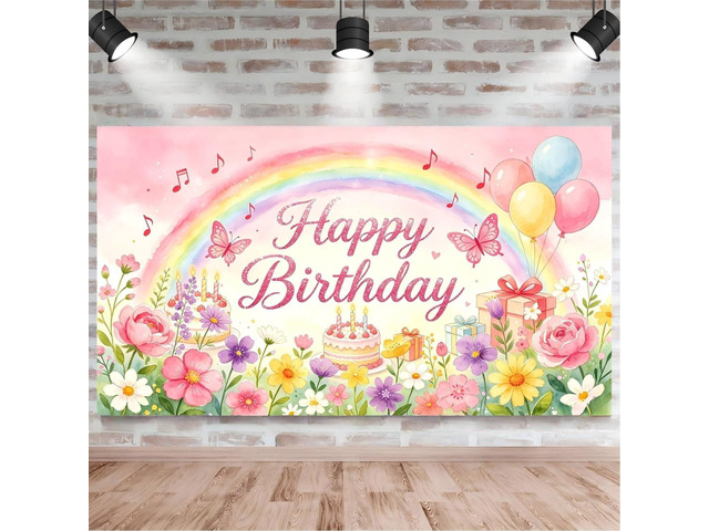 Happy Birthday Backdrop Pink Little Fairy Happy Birthday Party backdrops