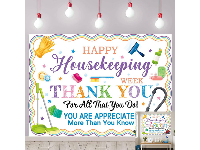 Happy Housekeeping Week Backdrop Thank You Cleaning Staff Appreciation Photography Background EVS Week Hotel Hospital School Workers Party Decor...