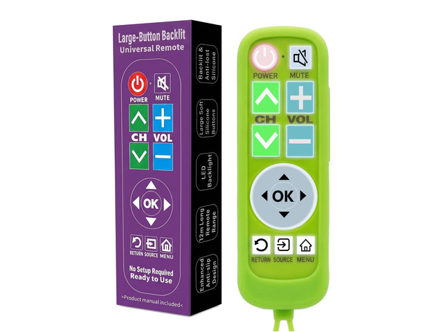 Backlit Big Button Remote for LG TVwith Green Silicone Cover For LG tv Remote,Large Backlight KeyNo SetupSoft Glow CaseFor elderly peopleEconomic...