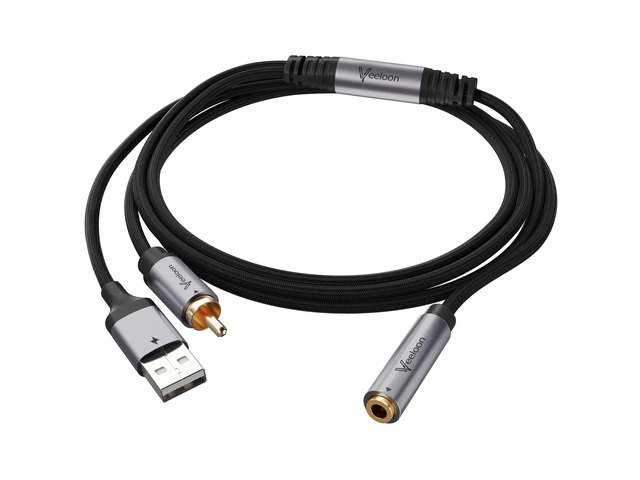 DAC 192KHz Digital to Analog Audio Converter Cable 1.5 FT,SPDIF Coaxial RCA Male to 3.5mm AUX Female Jack Adapter, USB Powered Braided Hi-Fi Stereo...