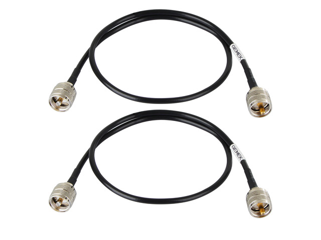 2ft 2PCS KMR195 PL259 Male to Male Coaxial Cable Low Loss UHF CB Coax Cable for HAM Radio, VHF Radio, SWR Meter, Antenna Analyzer