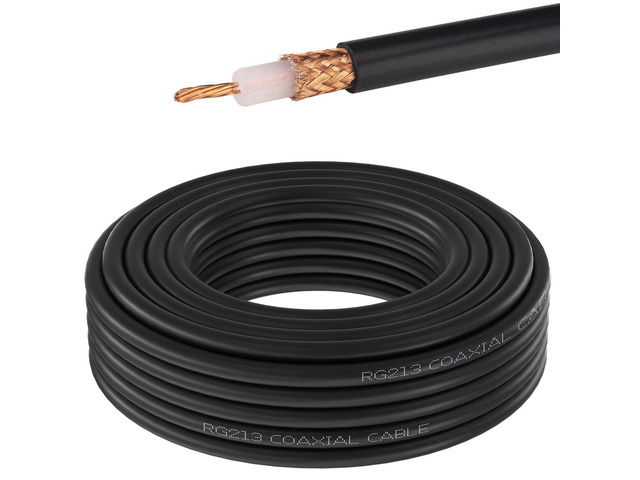 RG213 Coaxial Cable Bulk 25FT, 50 Ohm Low Loss RG-213 Coax Cable Bare Copper Stranded Center Conductor & Braid, Pro-Grade Wire for CB Ham Radio,...