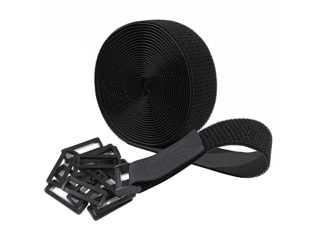 2'x16ft Hook and Loop Cable Securing Straps with 15 Buckles- Black Free CLength Adjustable Reusable Fastening Cable Ties, 2 Inch Wide Cinch...