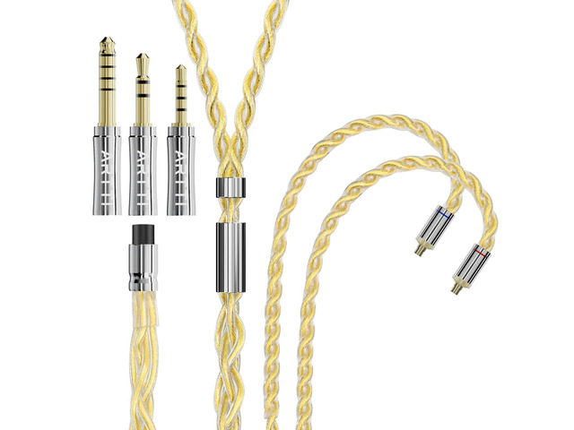 A3 Pure Earphone Cable 2.5/3.5/4.4mm 3in1 Plug 4 Cores 288 Strands Silver-Plated 7N OCC Copper 2pin/MMCX/QDC Detachable Earbuds Cable, IEM...