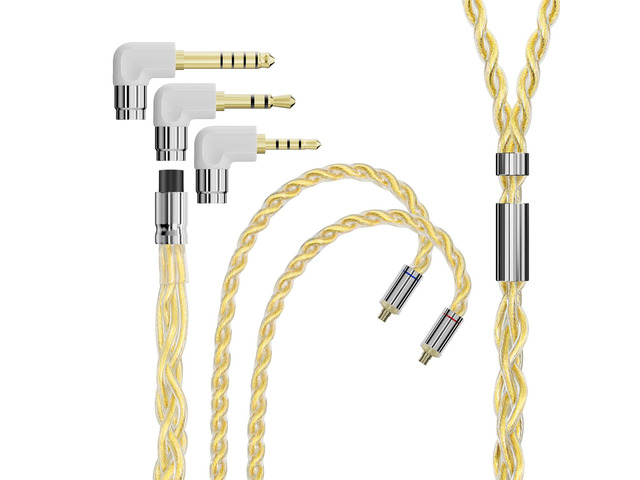 A3 Pure Earphone Cable 2.5/3.5/4.4mm 3in1 Plug 4 Cores 288 Strands Silver-Plated 7N OCC Copper 2pin/MMCX/QDC Detachable Earbuds Cable, IEM...