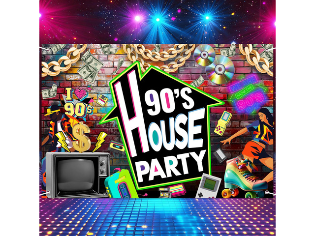 Retro 90s Birthday Banner Graffiti Backdrop for 90s Themed Party Supplies Old School House Party Decorations for 30th 40th Birthday Graduation...