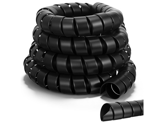 1 Pack Black Hydraulic Hose Protector - 12 Ft 1.6' OD Spiral Hydraulic Hose Wrap Cable Wrap Spiral for Wire Organizer, Heavy Duty PP Cord Sleeve