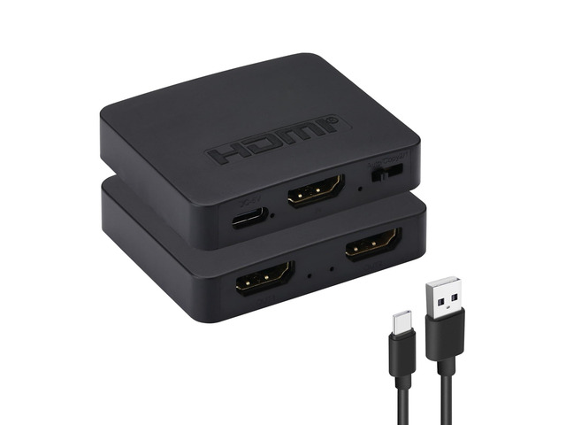 4K@60Hz HDMI 2.0 Splitter 1 in 2 Out, 4K HDMI Splitter Display Duplicate/Mirror Screen, Supports Ultra HD 4K 3D, Compatible for Blu-Ray Player, TV...