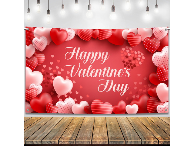 Happy Valentines Day Banner 72x44 Inch Happy Valentines Day Backdrop for Photography, Valentines Day Decorations Backdrop
