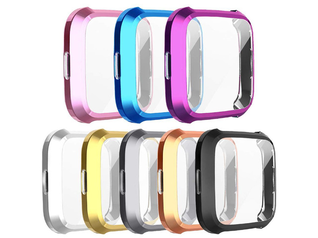 [8-Pack] Screen Protector Case Compatible with Fitbit Versa Lite,All-Around Ultra Slim Soft TPU Plated Cover Scratch-Proof Protective Bumper Shell...