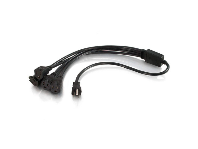 Legrand - Power Cord with 1 to 4 Power Splitter, 16 AWG Power Cord, Black Power Squid, 1.5 Foot Power Cord Extension and Splitter, 1 Count, 29803 -...