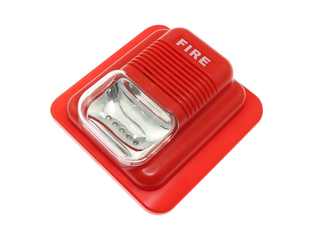 Fire Alarm Fire Sound and Light Alarm 12/24V DC Wired Fire Alarm Strobe Siren Sound Alarm Safety System Sensor with LED Flashing Light Indicator