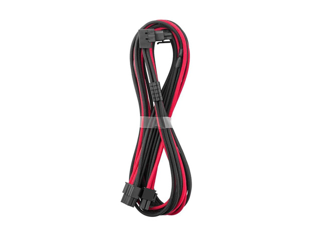 E-Series Pro ModFlex Sleeved 12V-2x6 12VHPWR 90° StealthSense PCIe Cable for EVGA G/G+ / P/P+ / T - Variant B (Black + Red, 16-pin to Dual 8-pin,...
