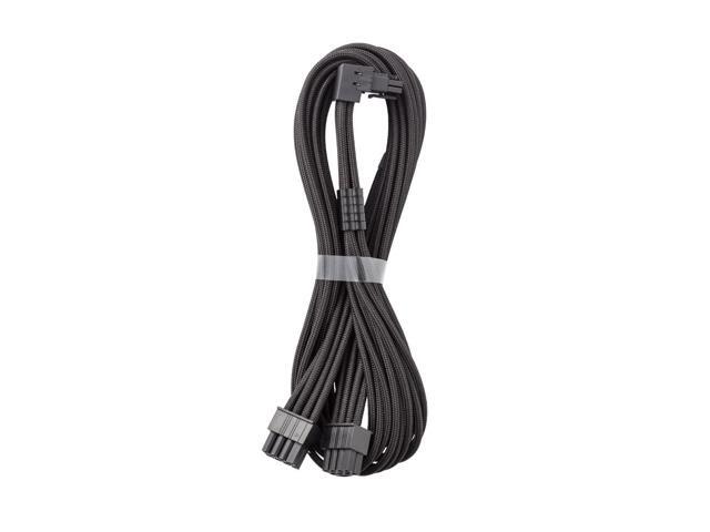 E-Series Pro ModFlex Sleeved 12V-2x6 12VHPWR 90° StealthSense PCIe Cable for EVGA G/G+ / P/P+ / T - Variant B (Black, 16-pin to Dual 8-pin, 60cm)