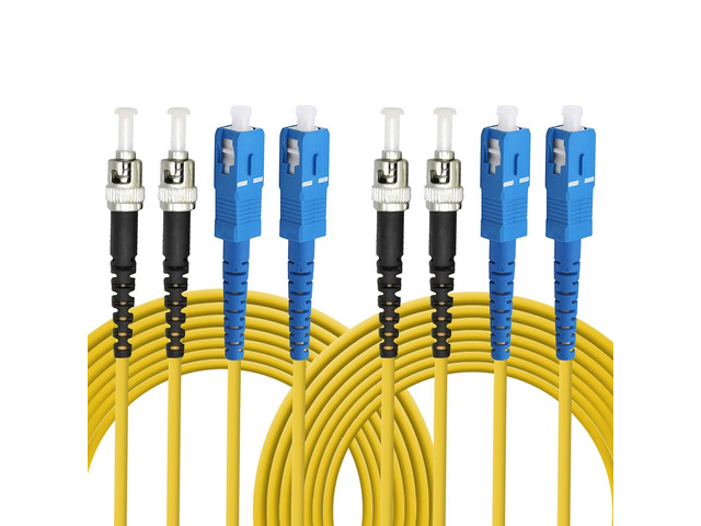 SC to ST Fiber Patch Cable, 3M (9.84ft) Single-Mode Duplex Jumper - SC/UPC-ST/UPC 9/125um OS2 Yellow SM Optical Patch Cord (2, 5M (16.4ft))