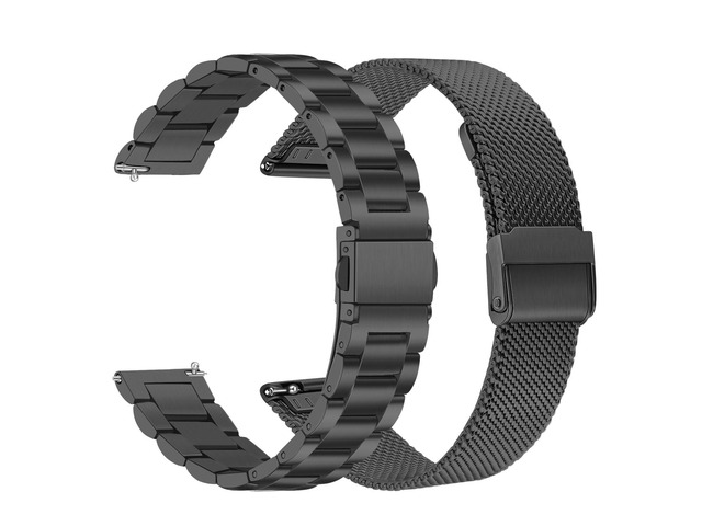 Band Sets for Venu 3S / Venu 4 41mm Women Smart Watch, 2 Pack Solid Stainless Steel Metal + Mesh Strap for Garmin Venu 2S / Forerunner 265S