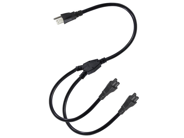 C5 Power Cord Splitter 3FT, NEMA 5-15P to 2X IEC 60320 C5 Female, 1 to 2 Splitter Outlet Cloverleaf AC Power Cable, Y Splitter Cord for Laptop...