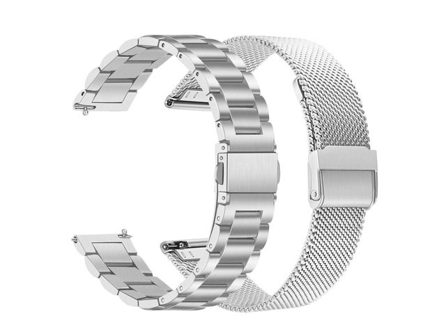 Band Sets for Venu 3S / Venu 4 41mm Women Smart Watch, 2 Pack Solid Stainless Steel Metal + Mesh Strap for Garmin Venu 2S / Forerunner 265S