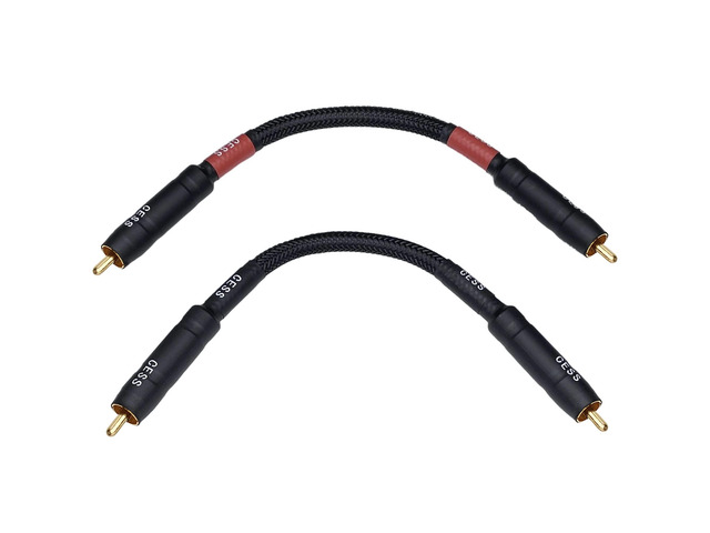 Braided RCA Male to Male Stereo Patch Cable, 6 in, 2-Pack