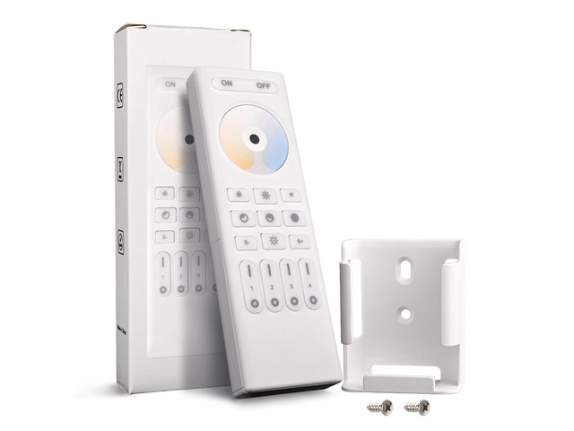 CCT Dual White RC02RF RF Remote 2.4G 4-Zone for CCT LED Strip Controller Touch Remote Panel Supports Dual White CCT Adjustment CCT LED Strip...