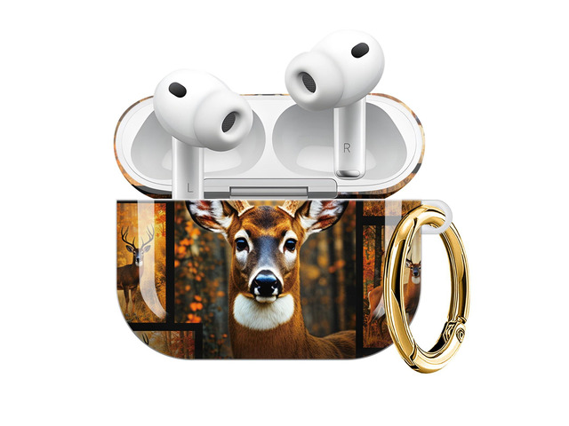 Compatible with AirPod Pro 3 Case (2025), Shockproof Dustproof Protective Cover with Cute Golden Keychain for Women & Girls - Deer Forest Autumn...