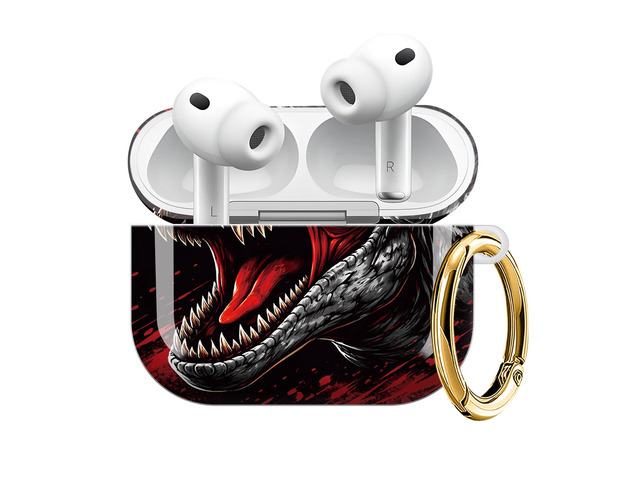 Compatible with AirPod Pro 3 Case (2025), Shockproof Dustproof Protective Cover with Cute Golden Keychain for Women & Girls - Dinosaur