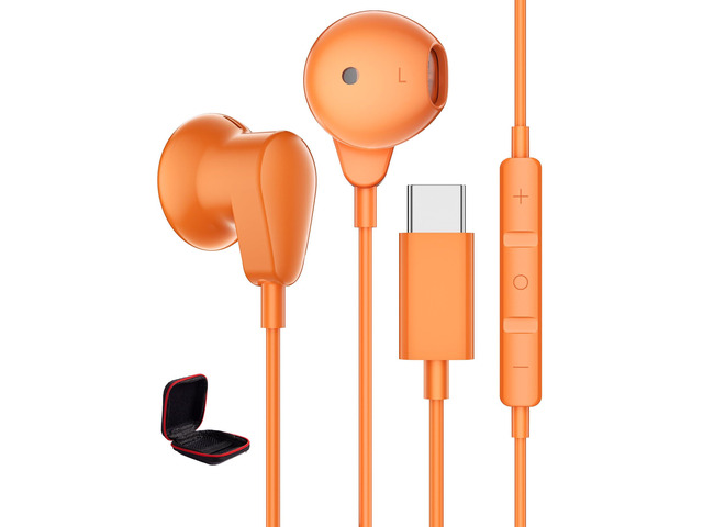 USB C Earbud for iPhone 17 Pro Max 16 15 Plus Wired Type C Headphone Clear Call HiFi Stereo Earphones with Mic for Samsung Galaxy S26 S25 Ultra...