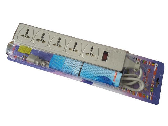 WES4.5-D105 Universal Power Strip 5-Outlet Surge Protector, 110V - 220V/250V