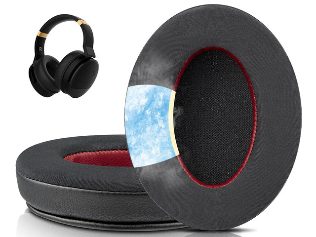 Cooling Gel Earpads Cushions Replacement for Cowin E8 Headphones, Ear Pads Cushions with Ice Silk Fabric, Noise Isolation Foam - Black
