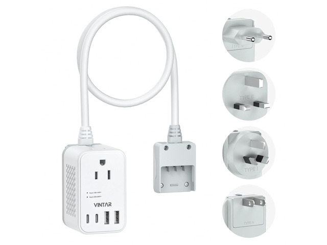 220V to 110V Converter, Travel Voltage Converter US to Europe, 2000W Universal Travel Adapter, 4 USB Ports(2 USB C), Step Down Transformer, Power...