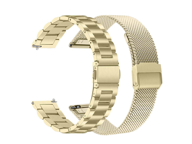 Band Sets for Venu 3S / Venu 4 41mm Women Smart Watch, 2 Pack Solid Stainless Steel Metal + Mesh Strap for Garmin Venu 2S / Forerunner 265S