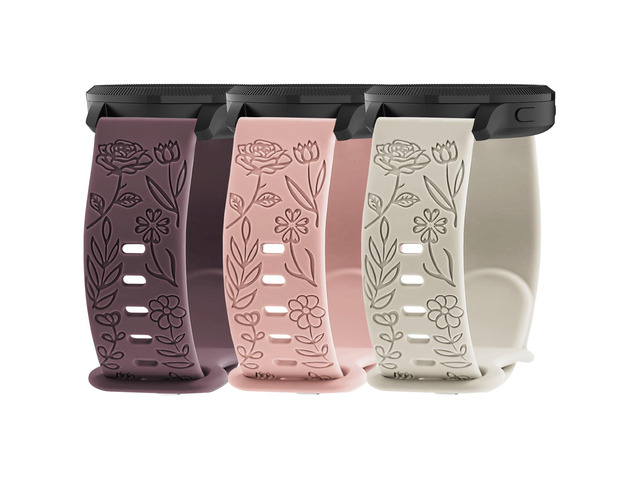 3 Pack 22mm Flower Pattern Bands Compatible with Garmin Venu 4 45mm/Venu 3/Venu 2/Vivoactive 4/Forerunner 745/265/255/255 Music, Soft Silicone...