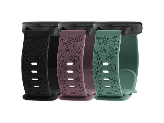 3 Pack 22mm Flower Pattern Bands Compatible with Garmin Venu 4 45mm/Venu 3/Venu 2/Vivoactive 4/Forerunner 745/265/255/255 Music, Soft Silicone...