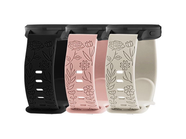 3 Pack 22mm Flower Pattern Bands Compatible with Garmin Venu 4 45mm/Venu 3/Venu 2/Vivoactive 4/Forerunner 745/265/255/255 Music, Soft Silicone...