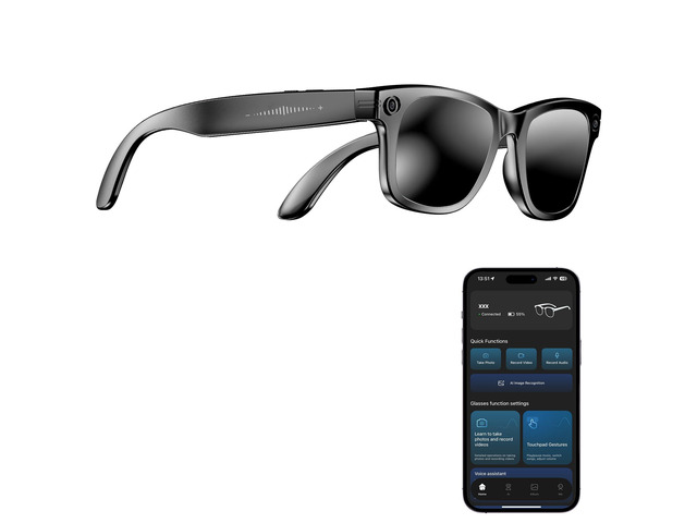 AI Smart Camera Glasses with 4K Ultra-Wide Anti-Shake Camera,HD1080P Videos, Vlog Recording, AI Translation, AI Voice Assistant, Open Ears, Wi-Fi...